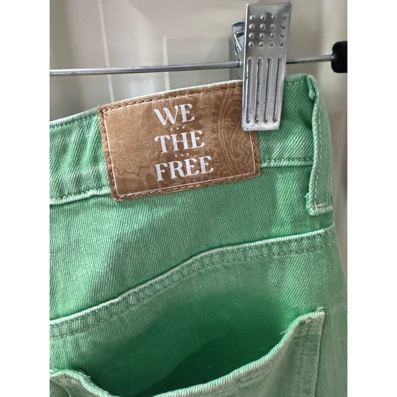 We The Free People High-Rise Straight Leg Jeans Size 26 Green 5 Pocket EUC - Picture 11 of 16